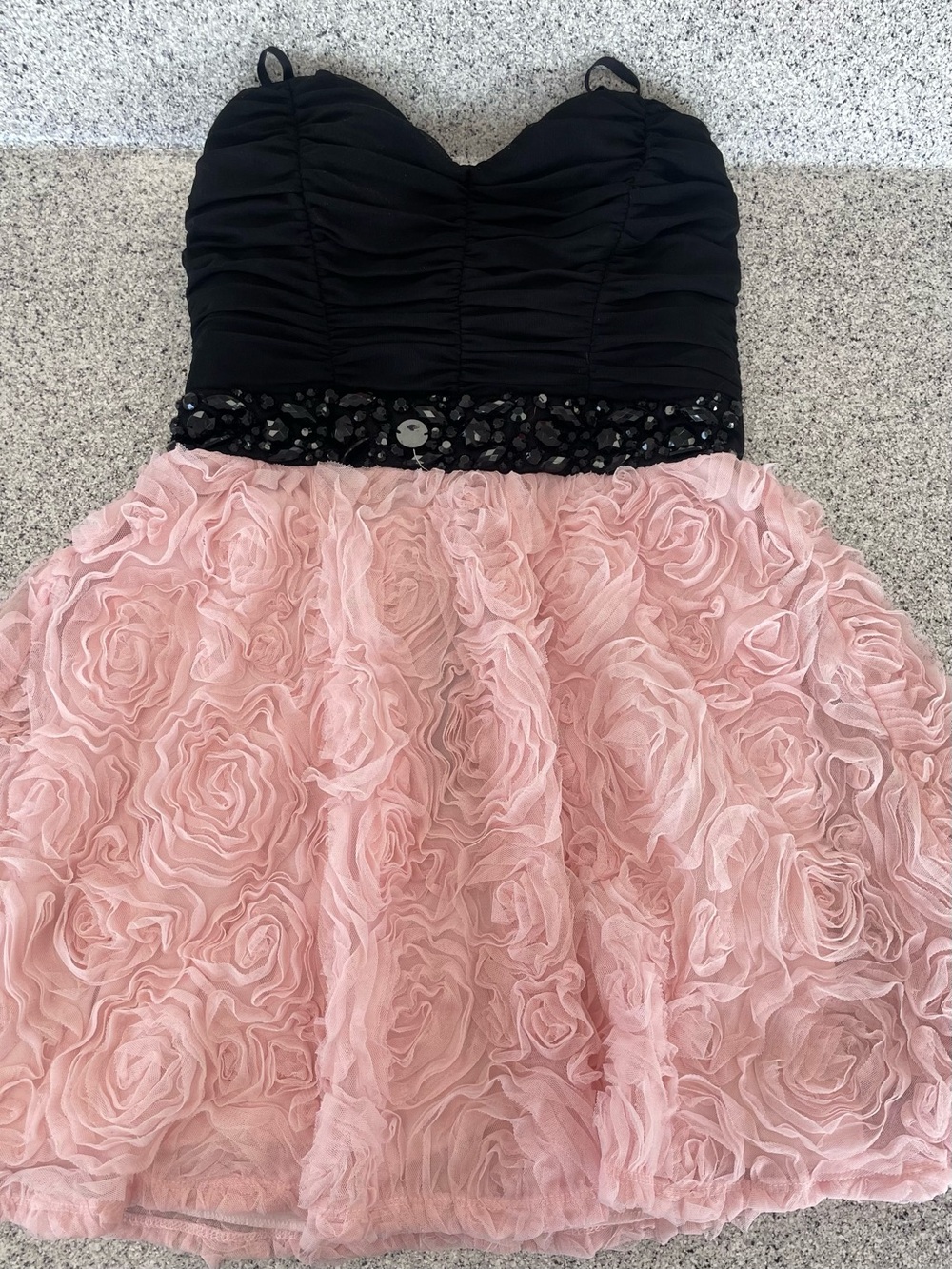 Wet Seal Black Bodice Pink Rosette Mini Dress